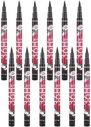 INDIANA HUDA 12 PCS (36H) Waterproof Liquid Eyeliner Make Up Beauty,Longlast Eye Liner Pencil 36 ml (BLACK) - HalfPe