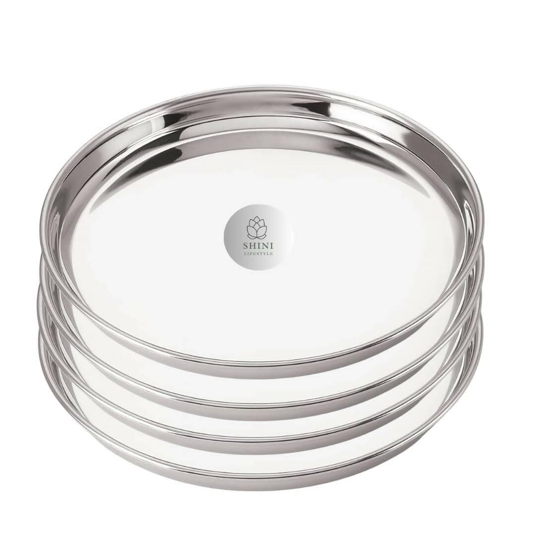 SHINI LIFESTYLE Stainless Steel Serving Plates for Lunch , Big Thali(Dia-27cm) (4) - HalfPe