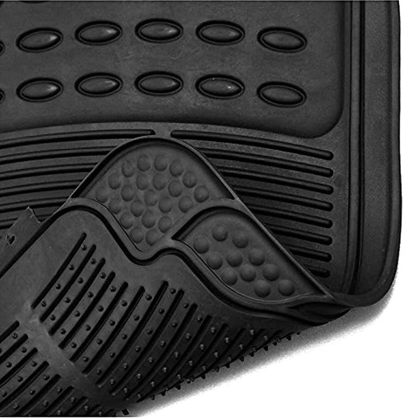 Mats Avenue Universal Car Floor Mat Virgin Rubber Heavy Duty Black Color 4 Pieces - HalfPe