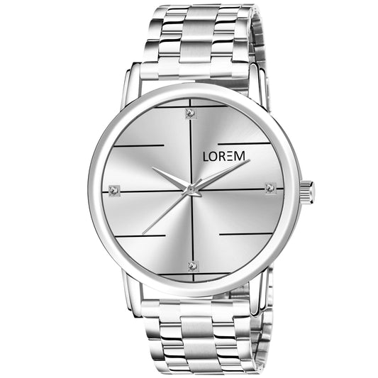 LOREM Silver Standard Analog Watch For Men LR119 - HalfPe