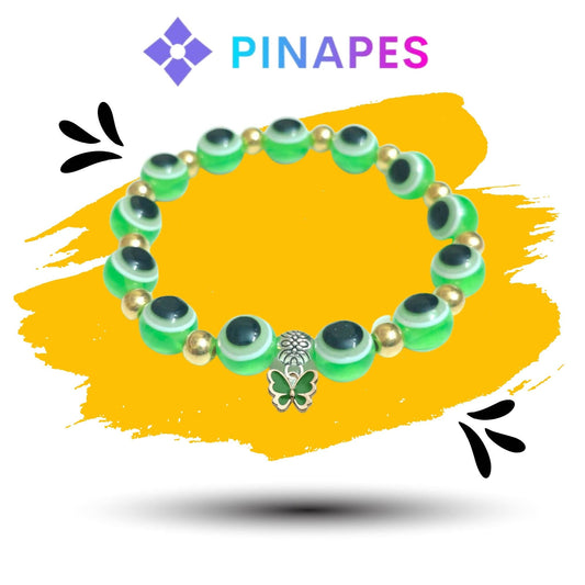 Pinapes artisanal beaded bracelet with tiny butterfly charms - HalfPe