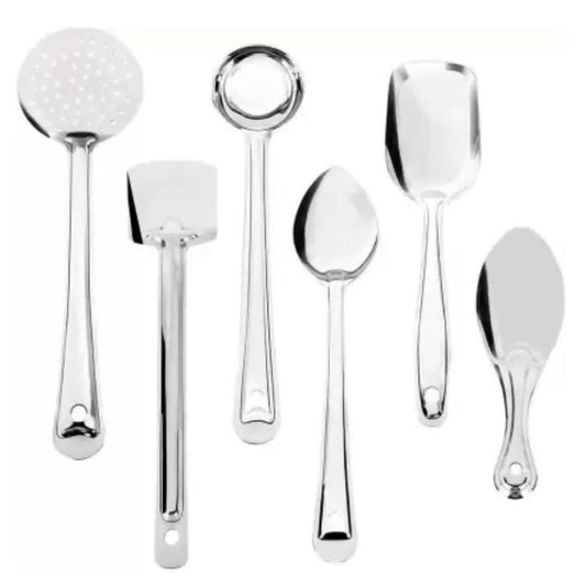 SHINI LIFESTYLE Stainless Steel Kitchen Tools Set for Cooking Serving Spoon, Kitchen Ladle Set, Skimmer Turner Spatula and Slotted Turner - HalfPe