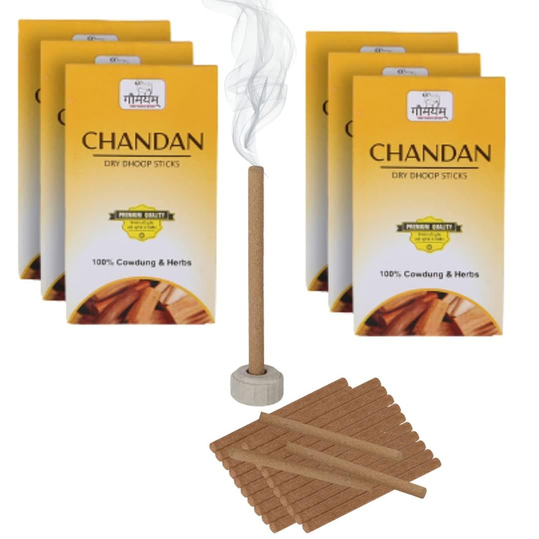 Gaumayam chandan 60 cow dung dhoop sticks (pack of 6) - halfpeapp