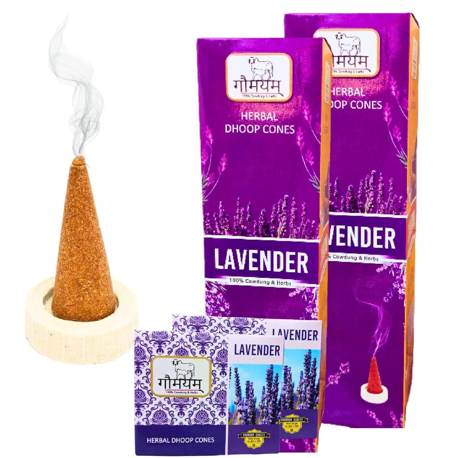 Gaumayam lavender flavour dhoop cone (120g) - halfpeapp