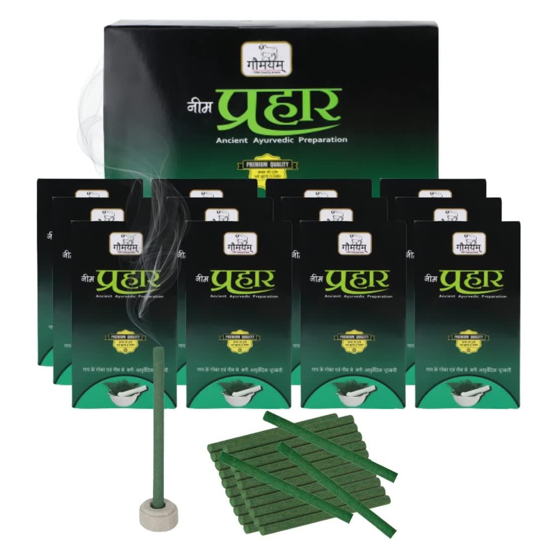 Gaumayam prahaar neem agarbatti 2 hour burning 120 mosquito repellent sticks (pack of 12) - halfpeapp