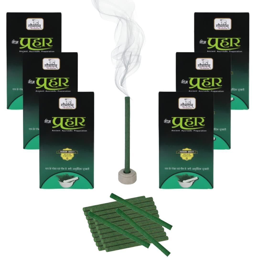 Gaumayam prahaar neem agarbatti 2 hour burning 60 mosquito repellent sticks (pack of 6) - halfpeapp