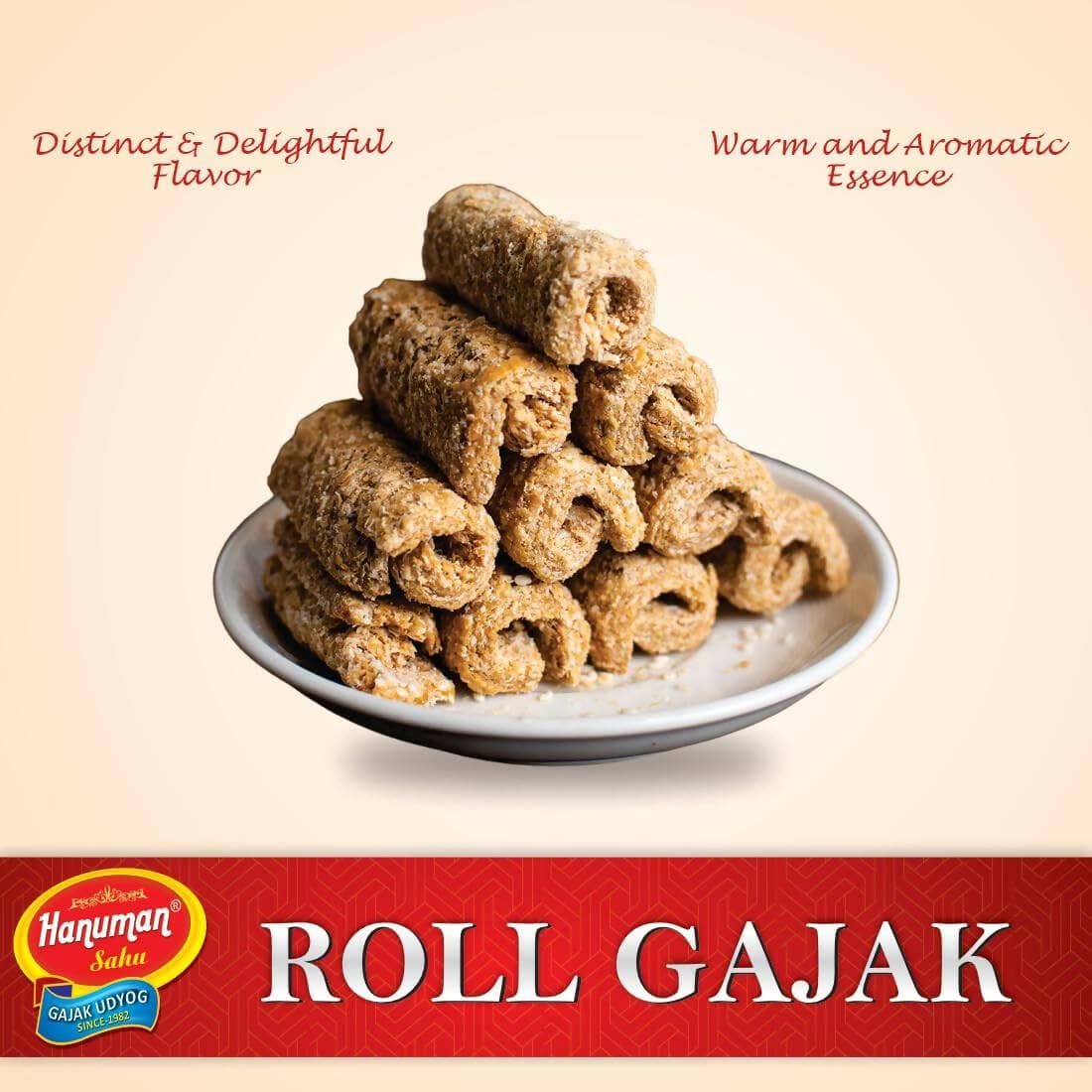 HANUMAN SAHU GAJAK UDYOG Special Roll Gajak (Soft & Crunchy Gajak) Khasta Gajak, Seasame Seeds (500 GM) - HalfPe