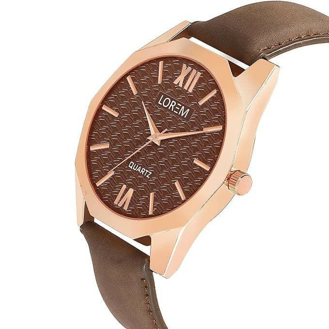 LOREM Brown 3d embossed Dial Analog Watch For Men LR83 - HalfPe