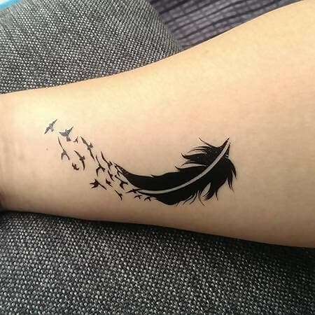 SENECIO 3D Black Feathers Mini Design Waterproof Temporary Unisex Body Tattoo - HalfPe