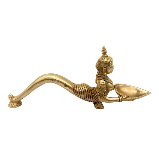 Brass Lady Fish Diya - HalfPe