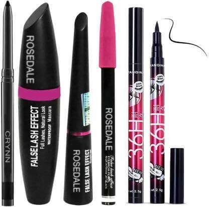 Crynn Smudge Proof Essential Makeup HD9 Beauty Kajal & Rosedale 3in1 Eyeliner , Mascara , Eyebrow Pencil - HalfPe