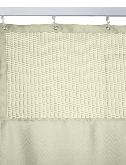 Hospital Partition Curtains, Clinic Curtains Size 6 FT W x 7 ft H, Channel Curtains with Net Fabric, 100% polyester 12 Rustfree Metal Eyelets 12 Plastic Hook, Cream, Zig Zag Design (6x7 FT) - HalfPe