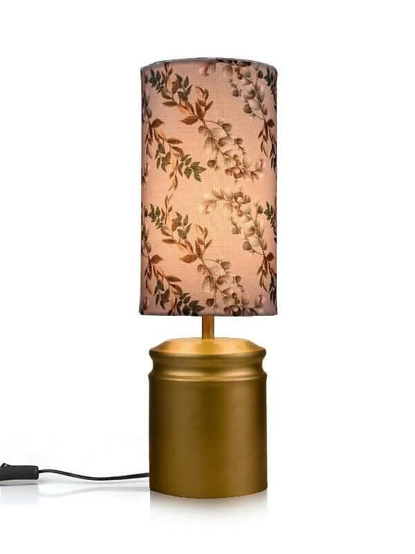 Metal Golden Table Lamp With Creeper Print Shade - HalfPe