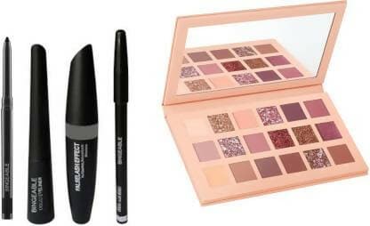 Bingeable HDA Multi Shades 18 Colors NUDE EDITION Eye Shadow Palette& Black Kajal& Eyeliner,Mscara,Kajal 3IN1 (3 Items in the set) - HalfPe