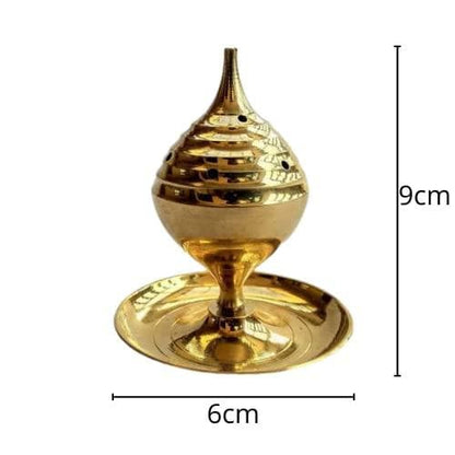 Gold colour agarbatti stand, incense holder with ash catcher plate - halfpeapp