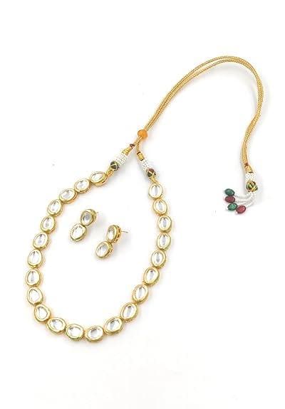 Golden kundan meenakari jewellery set - halfpeapp