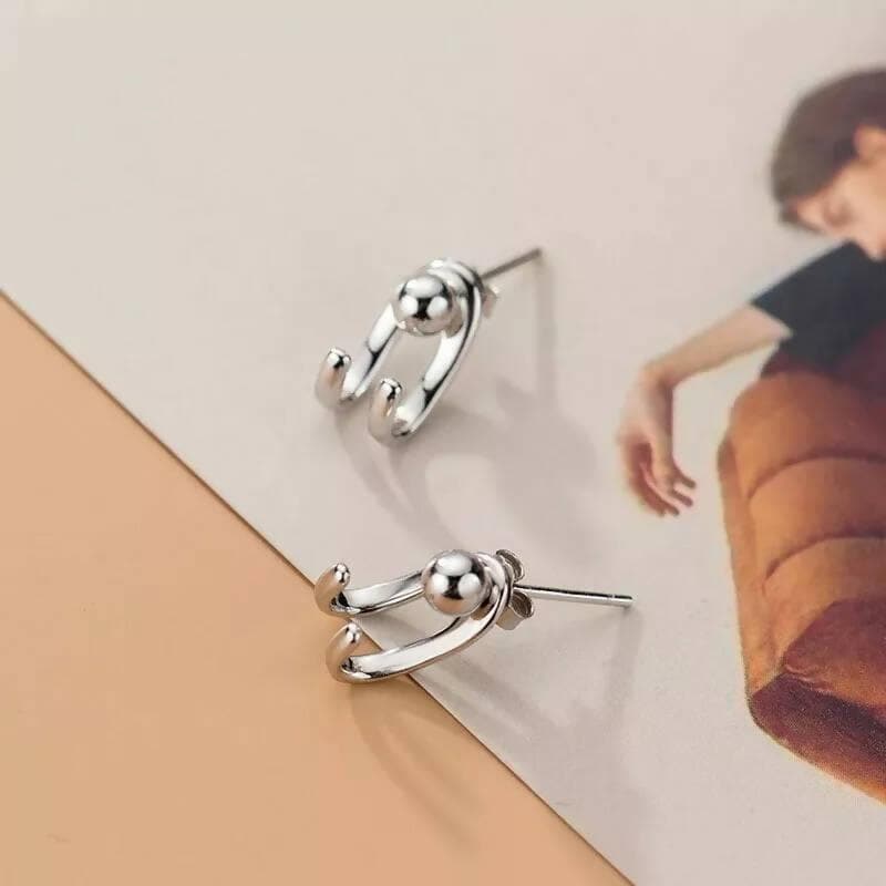 Cute earring stud s-style silver (2 pair) - HalfPe