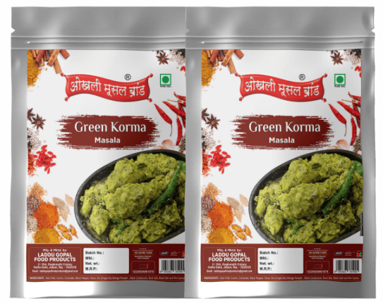 Green korma masala 380g (pack of 2x 190g) | OKHLI MUSAL BRAND - halfpeapp