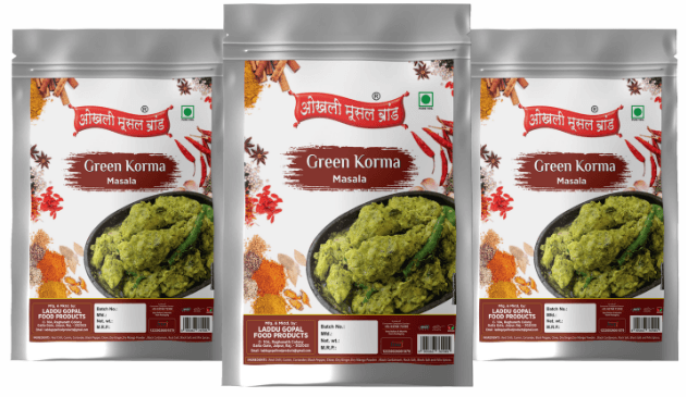 Green korma masala 570g (pack of 3x 190g) | OKHLI MUSAL BRAND - halfpeapp