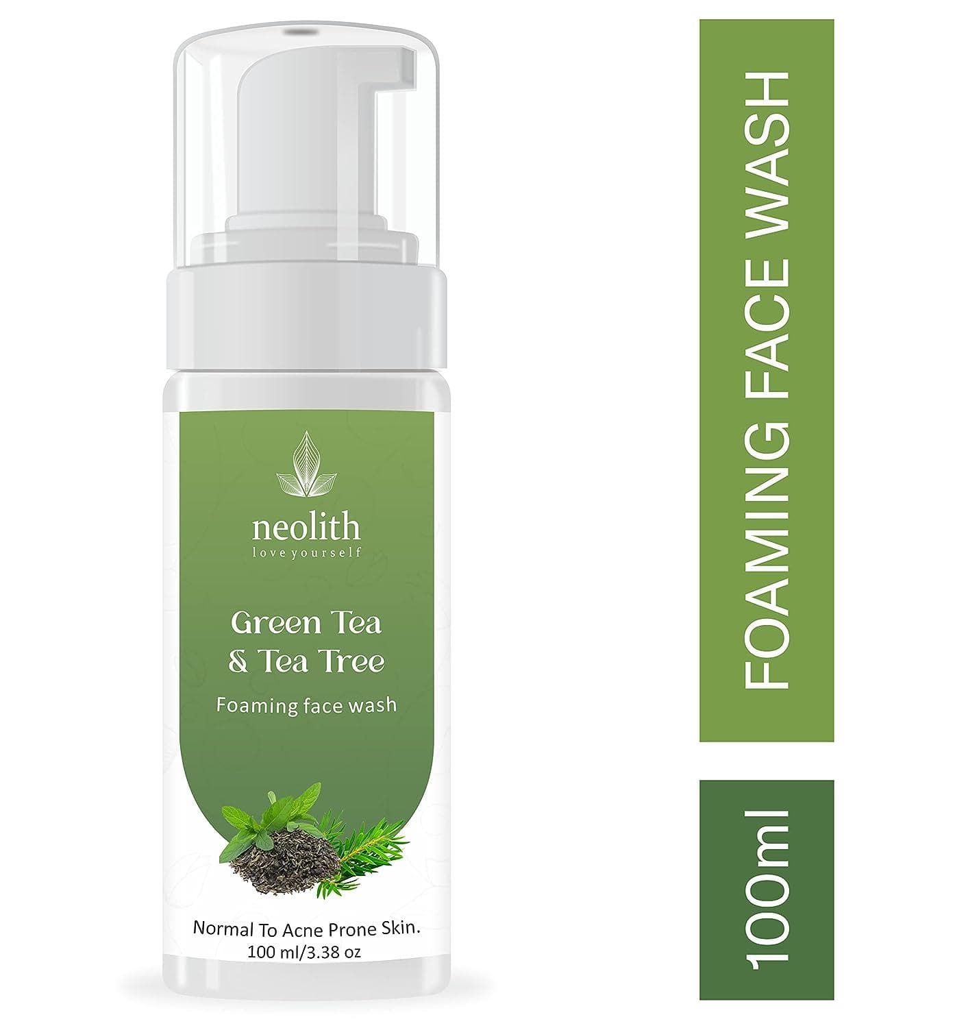 Green tea & tea tree foaming face wash(100ML) | NEOLITH - halfpeapp