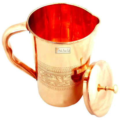 Prisha India Craft Pure Copper Jug Water Pitcher, Capacity 1600 ML - HalfPe