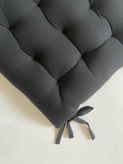 Lushomes Chair Pad, Wonder Foam, Black, dining chair Cushion with 9 Knots and 4 Strings, driver seat cushion for car, cushion for car, cushion for rocking chair (15 x 15 Inch, Single Pc, Black) - HalfPe