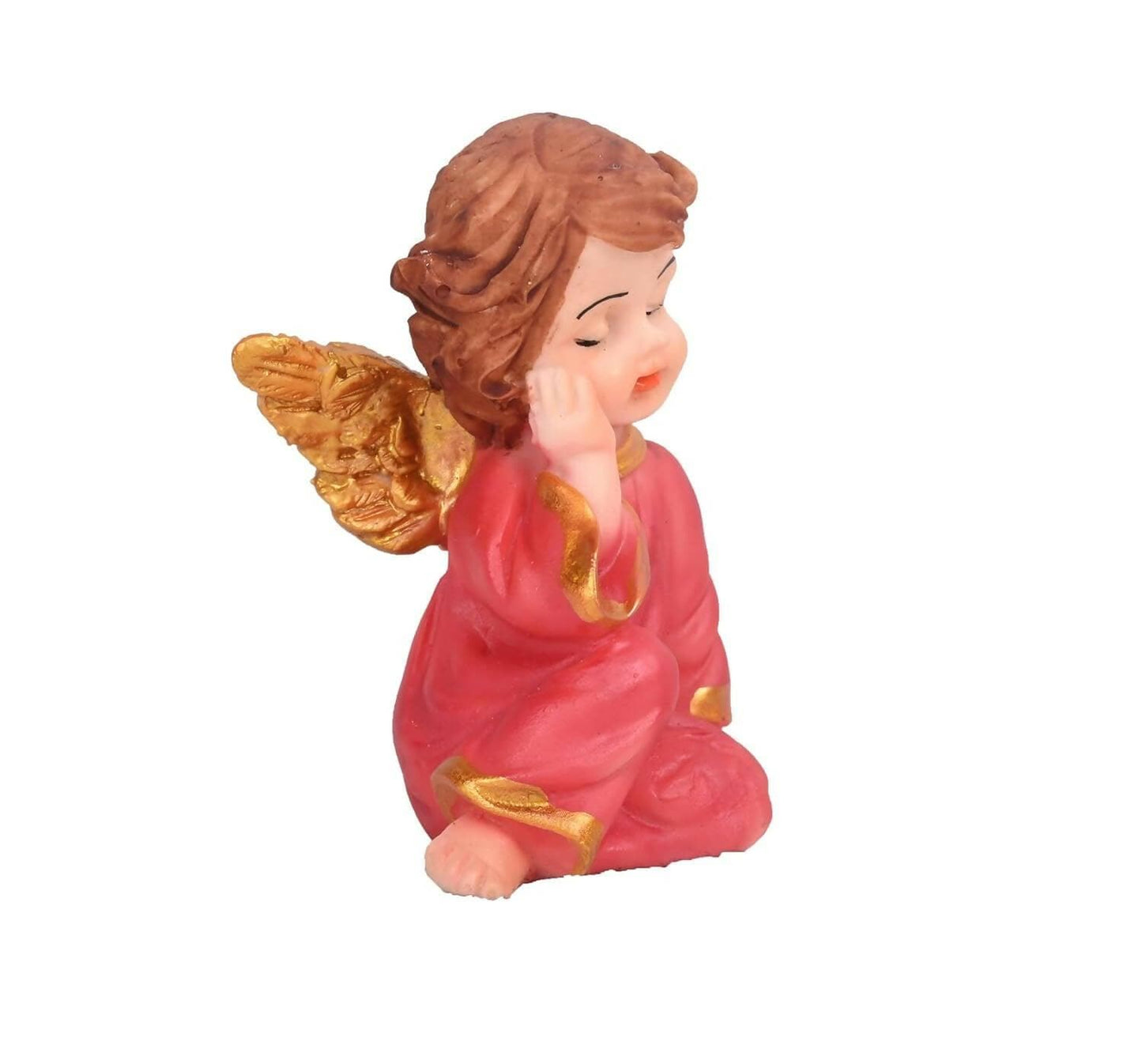 KariGhar Resin Small Pink Sitting Angel Statue Catholic Idol for Home (Pink) - HalfPe