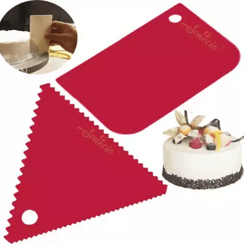 SENECIO Mix Shape Red Dough Cutter Chocolate Bark Maker Baking Comb Scraping DIY Tools(2Pc Set) - HalfPe