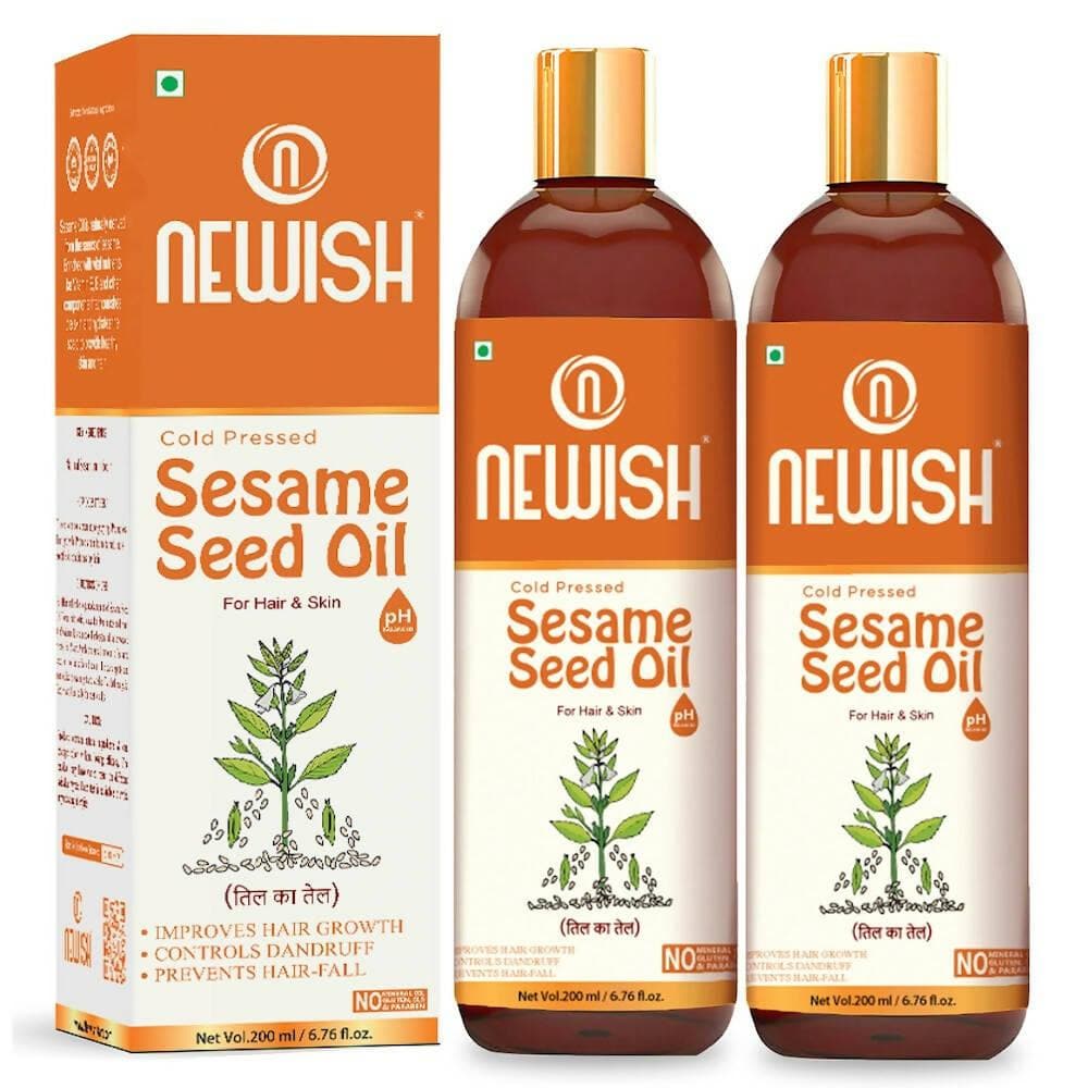 Newish Cold Pressed Sesame oil for Hair, Skin and Massage (pack of 2 X 200ML) - HalfPe