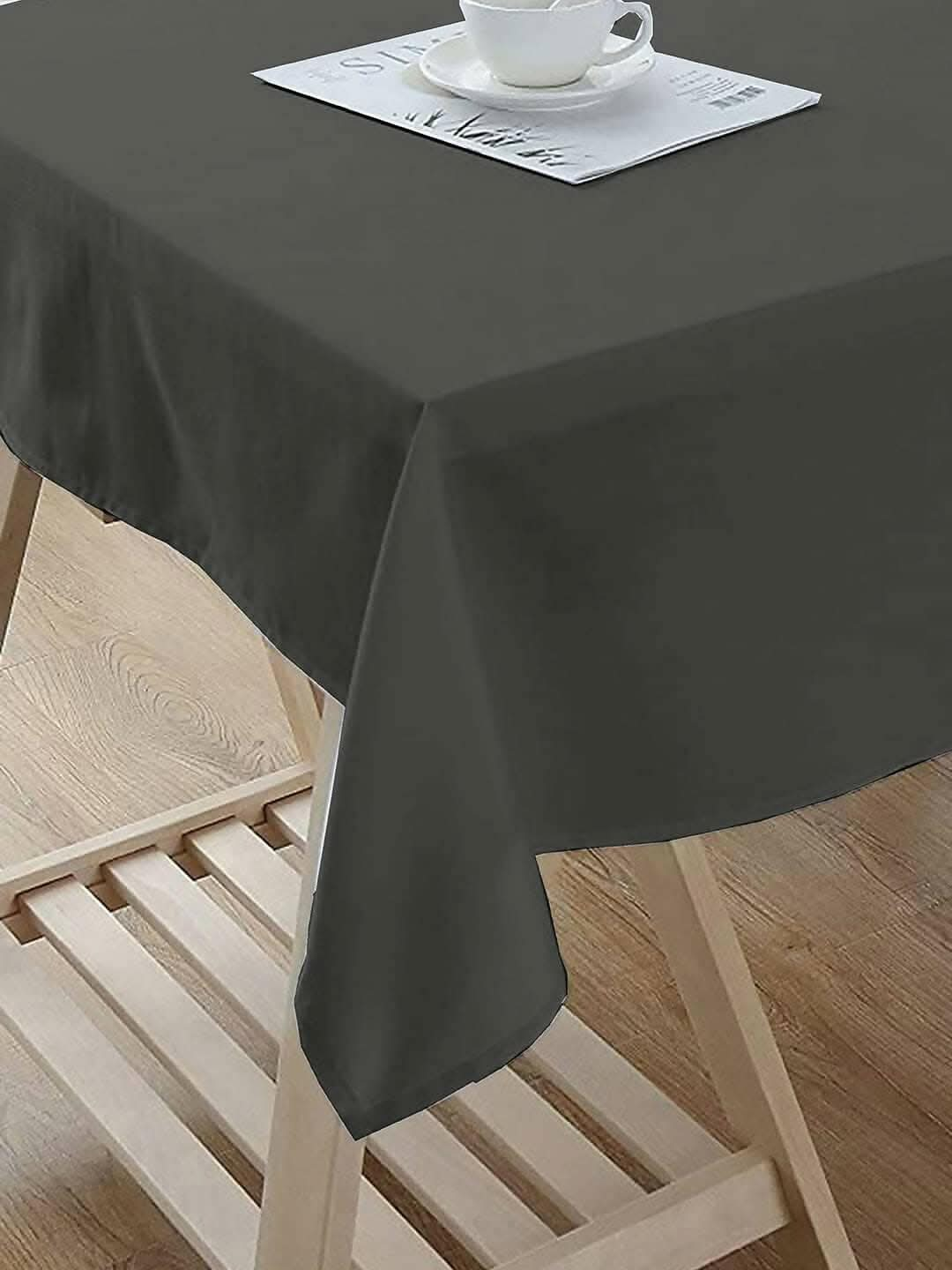 Lushomes Dining Table Cover 6 Seater, Classic Plain Dining Table Cover Cloth (Size 60 x 70”, 6 Seater Table Cloth) (Gray) - HalfPe