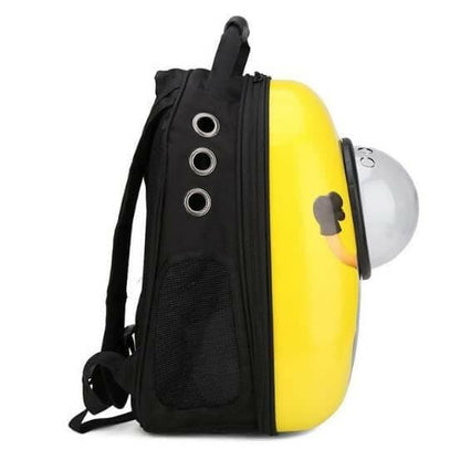 PetGains PGGN Space Pet Backpack: Pet Transport Travel Astronaut Carrier Bag with Multiple Air Vents (Yellow Minion Print) - HalfPe