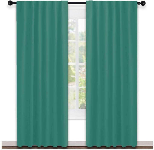 Lushomes curtains 7 feet long set of 2, Cotton Curtains, Door Curtains, Cotton Green Rod Pocket Curtain and Drapes for Door Size: 137X213 cm,Pack of: 2 (54x84 Inches, Set of 2) - HalfPe