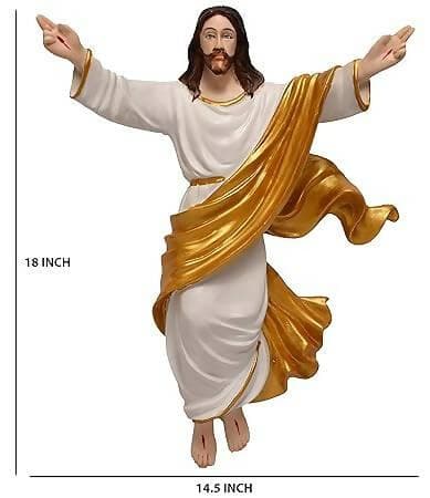 KariGhar® Risen Christ 18 inches Catholic Idol Perfect for Prayer Room/Drawing Room/Bedroom/Gifting & Decoration Purpose (9 x 37 x 46 cm) (Gold) - HalfPe