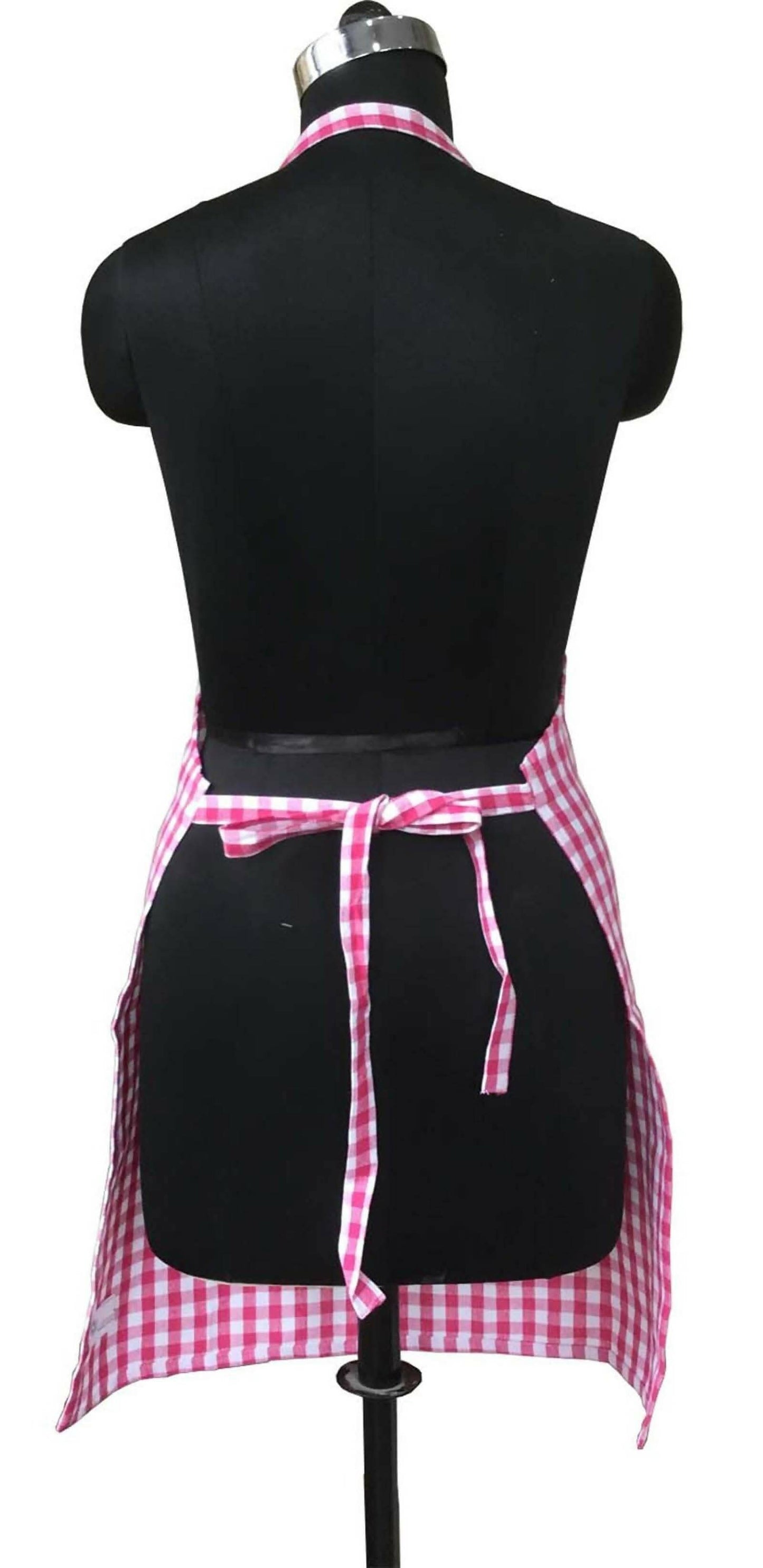 Lushomes Apron for Women, Checks Kitchen Apron for Men, Cooking Apron, apron for kitchen, kitchen dress for cooking, cotton apron for women with Adjustable Buckle, Size 64x81 cms, Rose Pink, Pkof1 - HalfPe