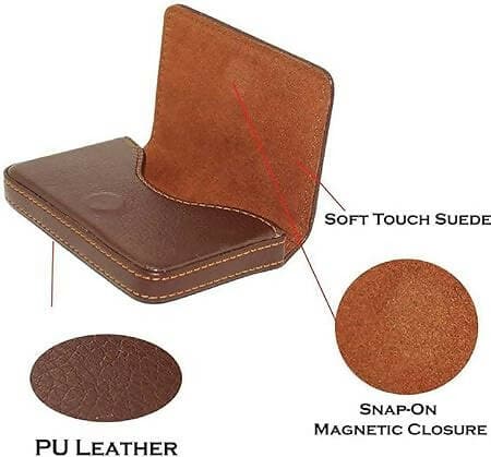 Pocket Sized Stitched Leather Business ATM Visiting Card Holder (Set of 1, Brown) - HalfPe