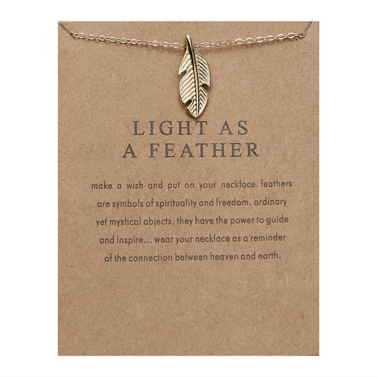 Pinapes Light as a Feather Charm Pendant Necklace with Wish Card for Women and Girls - HalfPe