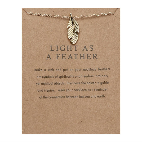 Pinapes Light as a Feather Charm Pendant Necklace with Wish Card for Women and Girls - HalfPe