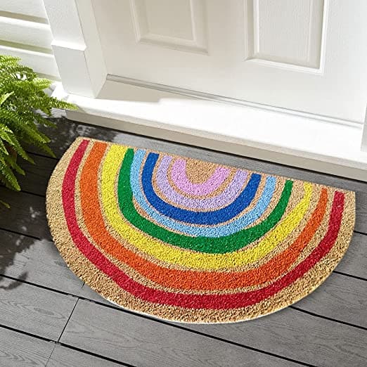 Half round rainbow pattern door mat - HalfPe