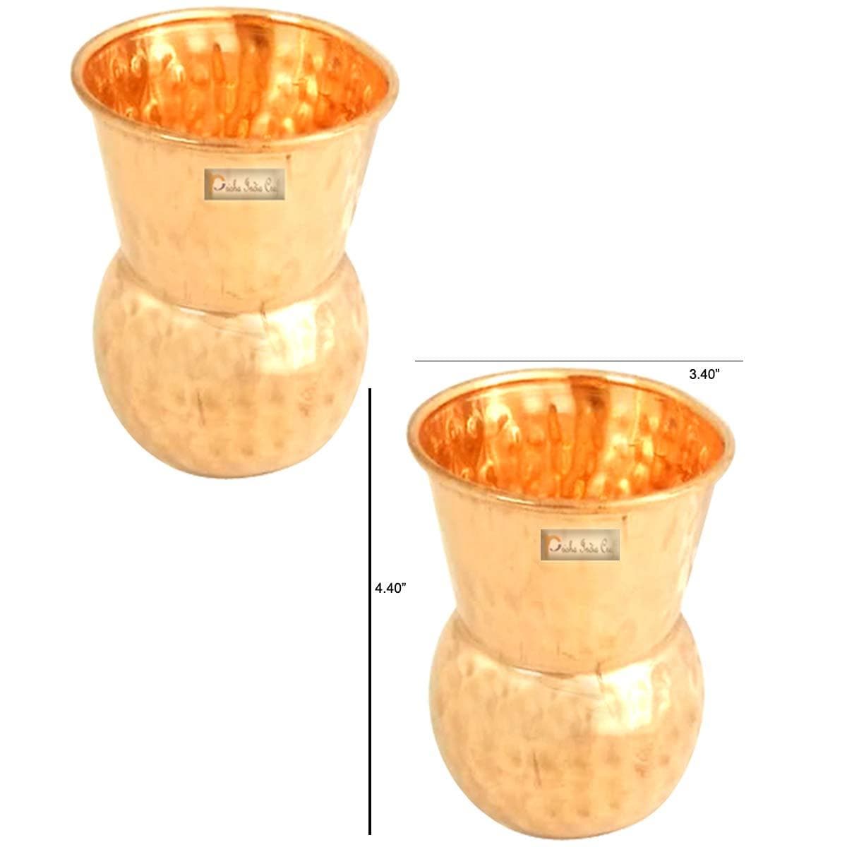 Hammered copper glass tumbler (300 ml each, set of 2) | PRISHA INDIA CRAFT - halfpeapp