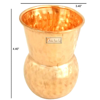 Hammered copper glass tumbler (300 ml each, set of 2) | PRISHA INDIA CRAFT - halfpeapp