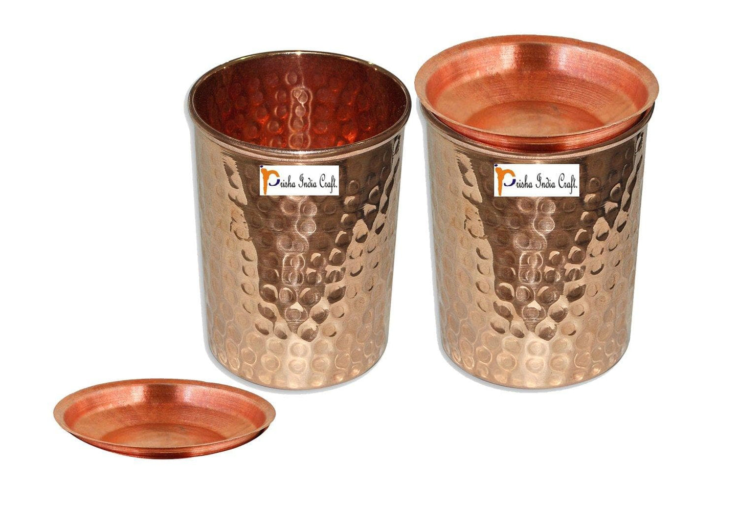 Hammered design copper glass tumbler (set of 2x250ml) | PRISHA INDIA CRAFT - halfpeapp