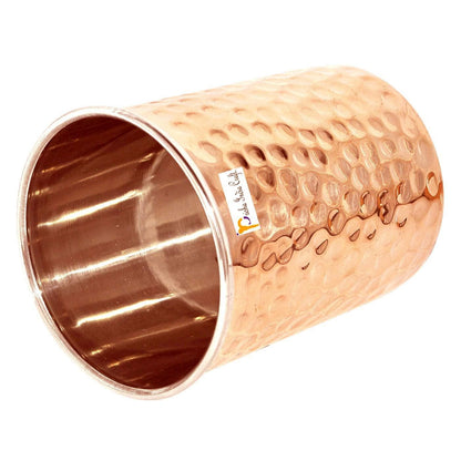 Hammered design steel copper glass tumbler (250ml) | PRISHA INDIA CRAFT - halfpeapp