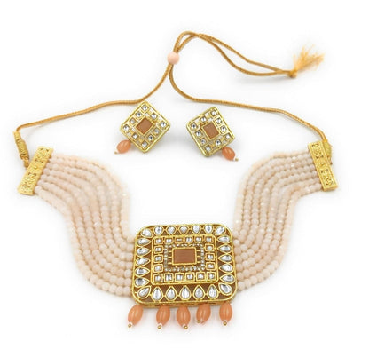 Handmade designer chokar necklace with earrings - halfpeapp