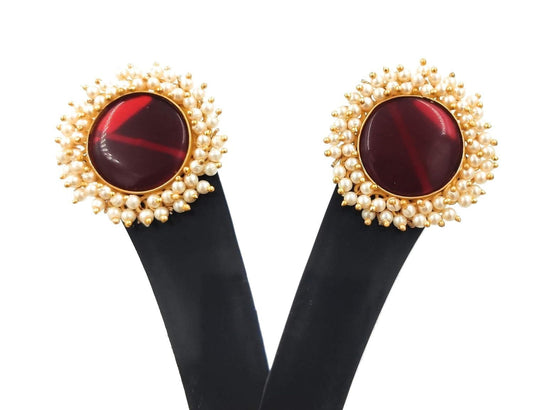 Handmade designer stylish maroon color earrings - halfpeapp