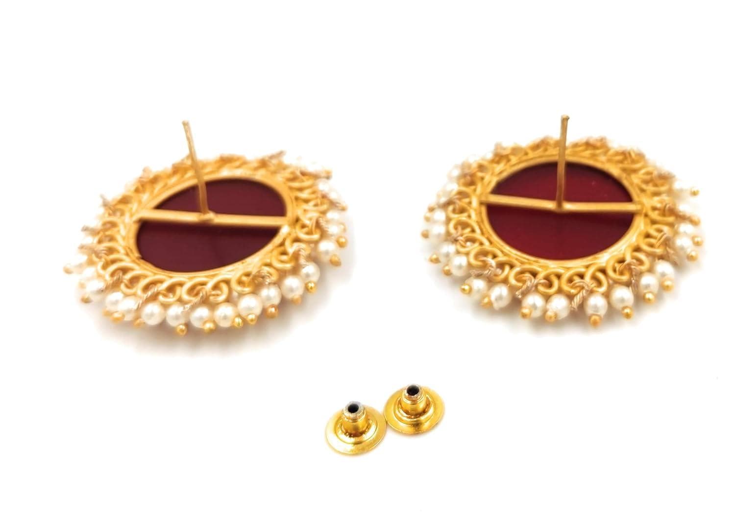 Handmade designer stylish maroon color earrings - halfpeapp