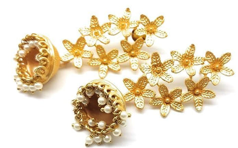 Handmade golden brass stylish earrings - halfpeapp