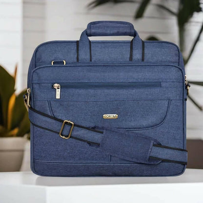 LOREM Blue Linen 28L Laptop Messenger Bag for Men - HalfPe