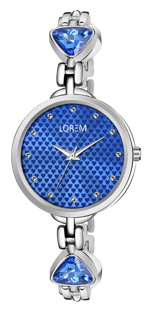 LOREM Blue Diamonds Studded Analog Watch For Women LR282 - HalfPe