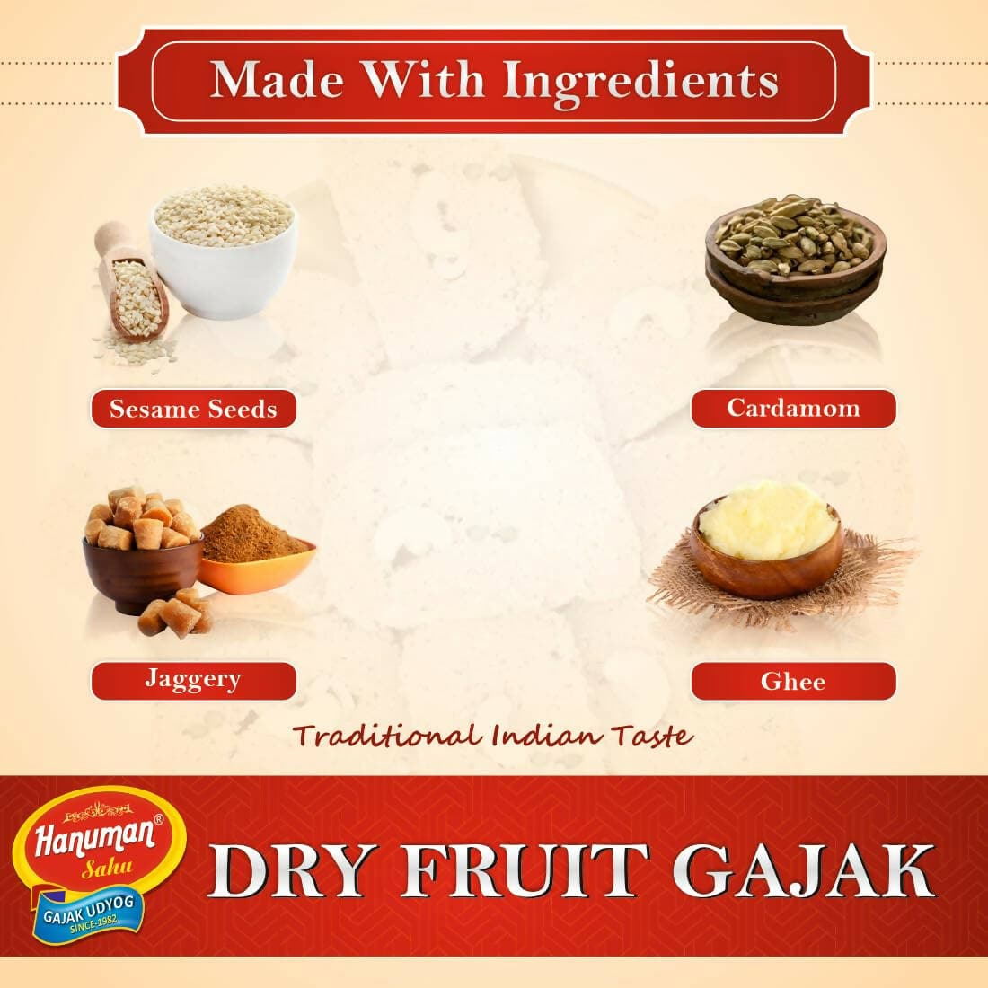 HANUMAN SAHU GAZAK UDYOG Rajasthani Homemade Kaju PistaTraditional Dry Fruits Gazzak Healthy Snacks No Added Preservatives and Colors and Flavors (500 Gm) - HalfPe