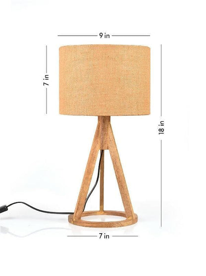 Jute Brown Trio Wooden Lamp - HalfPe